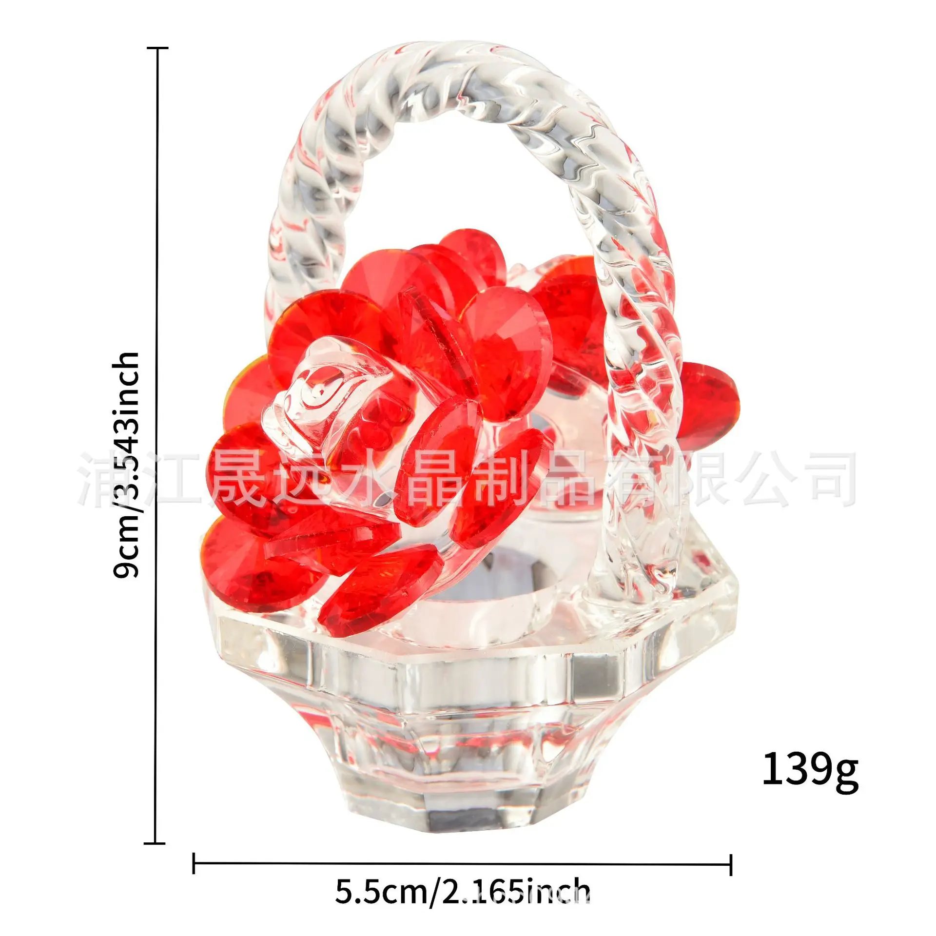 

WW Elegant Crystal Flower Basket Ornament Crystal Rose Home Decoration Birthday