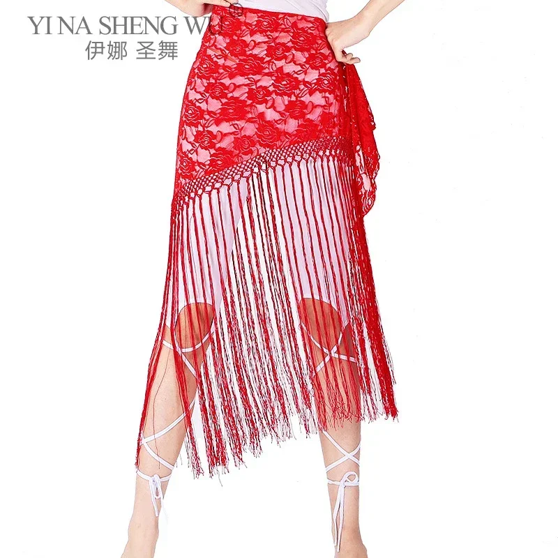 

Пояс-шарф для танца живота с кисточками, кружевной вышитый треугольный пояс-шарф для женщин, аксессуары для танцевальных тренировок и выступлений