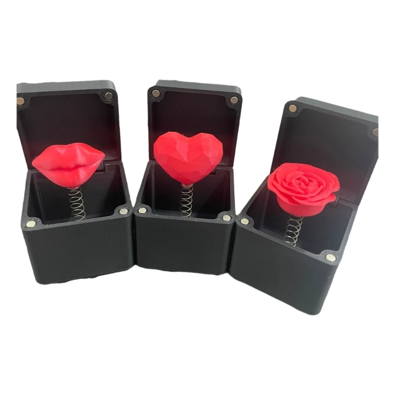 5cm Love Heart in Box 3D Rose Flower Surprise Present Box for Valentines Day Boysfriend Girlsfriend Gifts Weddings Party