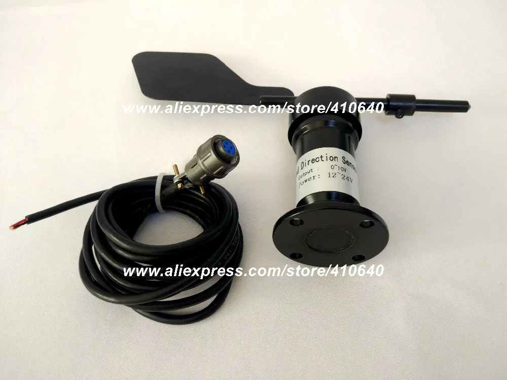Sensor de dirección del viento de aleación de aluminio, tipo voltaje de 0 a 10V, fuente de alimentación del Sensor de dirección del viento, enchufe de aire de conexión DC12 a 24V