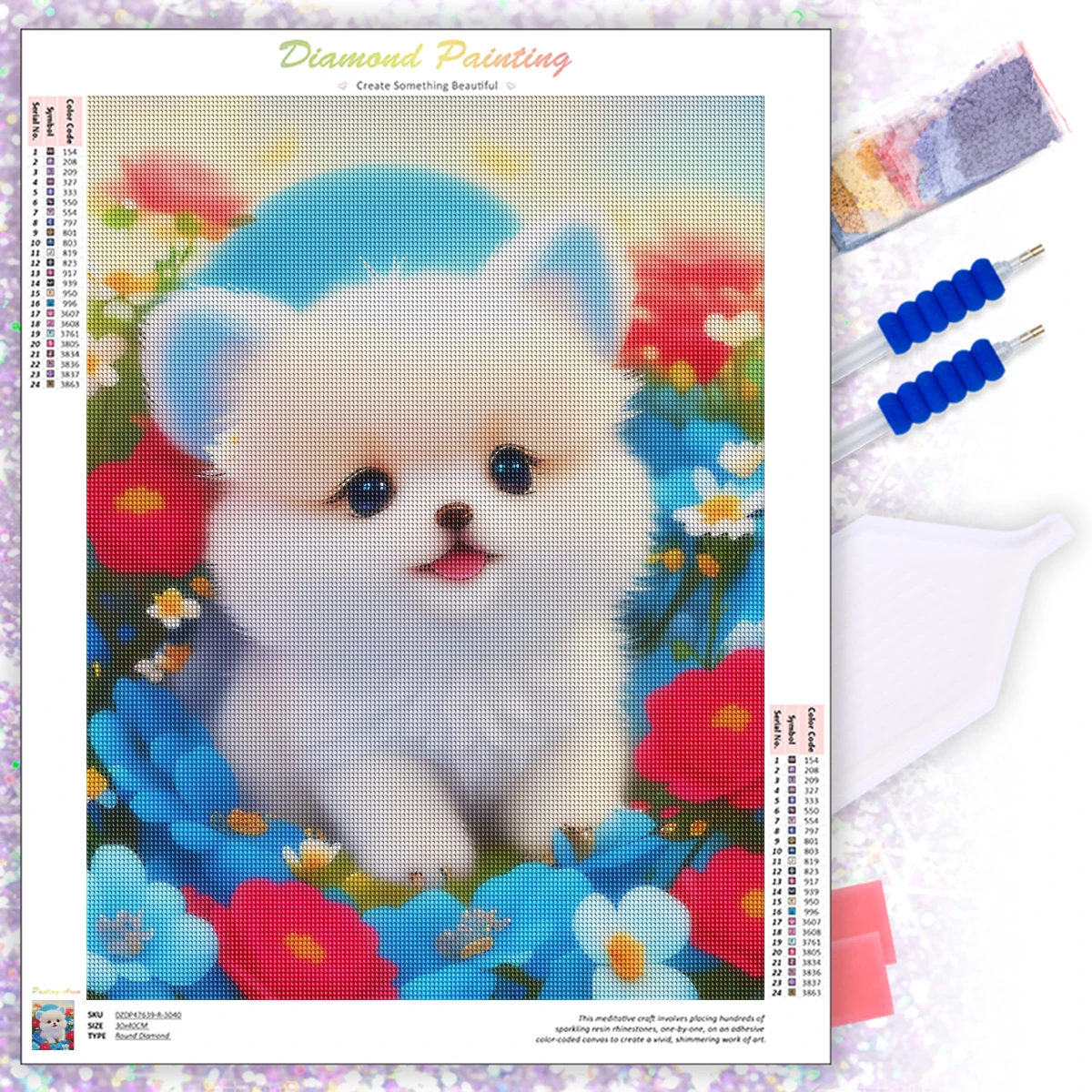 

CHENISTORY Diamond Embroidery Cute Dog Rhinestone Picture Diamond Painting Animal Full Square Drill Cross Stitch Mosaic Diamond