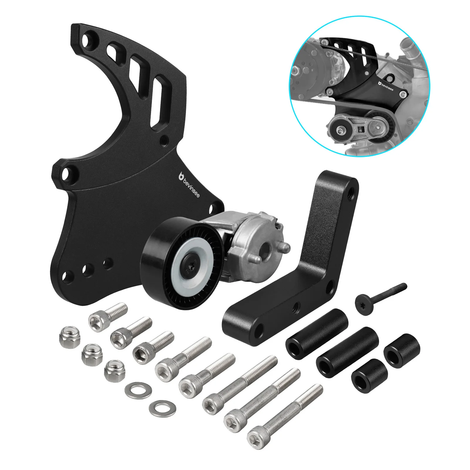 

For LS Sanden 508 A/C Compressor Bracket W/Tensioner Kit, for 4.8 5.3 6.0 6.2L SUV Truck Engine, for Chevy for GMC