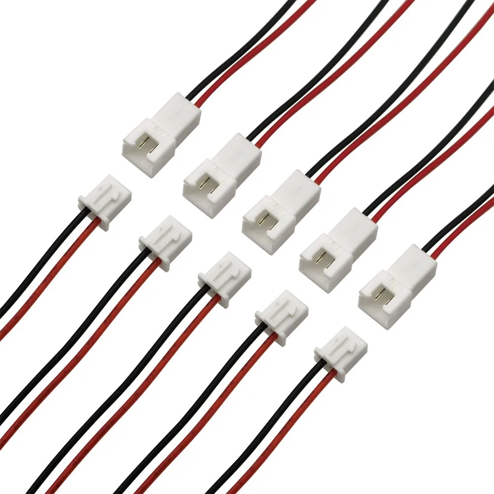 10/5Pcs JST XH 2.54mm Pitch 2 Pin XH2.54 Male Plug / Female Socket Wire Cord Connector 26AWG PVC Wires Length 200mm