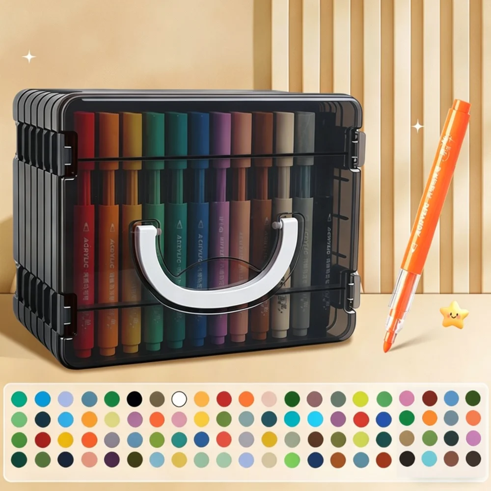 Professional Acrylic Markers Set For Dingdinghu Folding Case Colorful Drawing Pens Art Stationery Supplies For Creative Painting