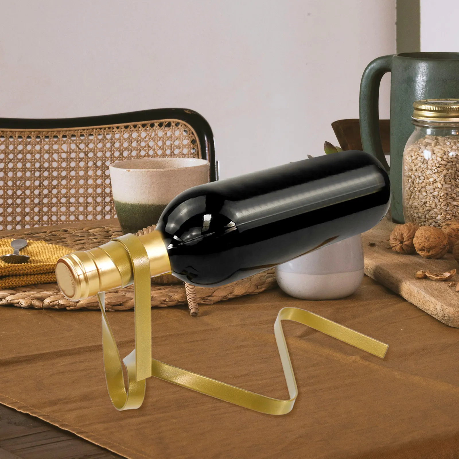 1Pcs Desktop Wine Bottle Holder Floating Shelf Metal Suspension Rack for Restaurant Bar Party Decoration Wine Rack