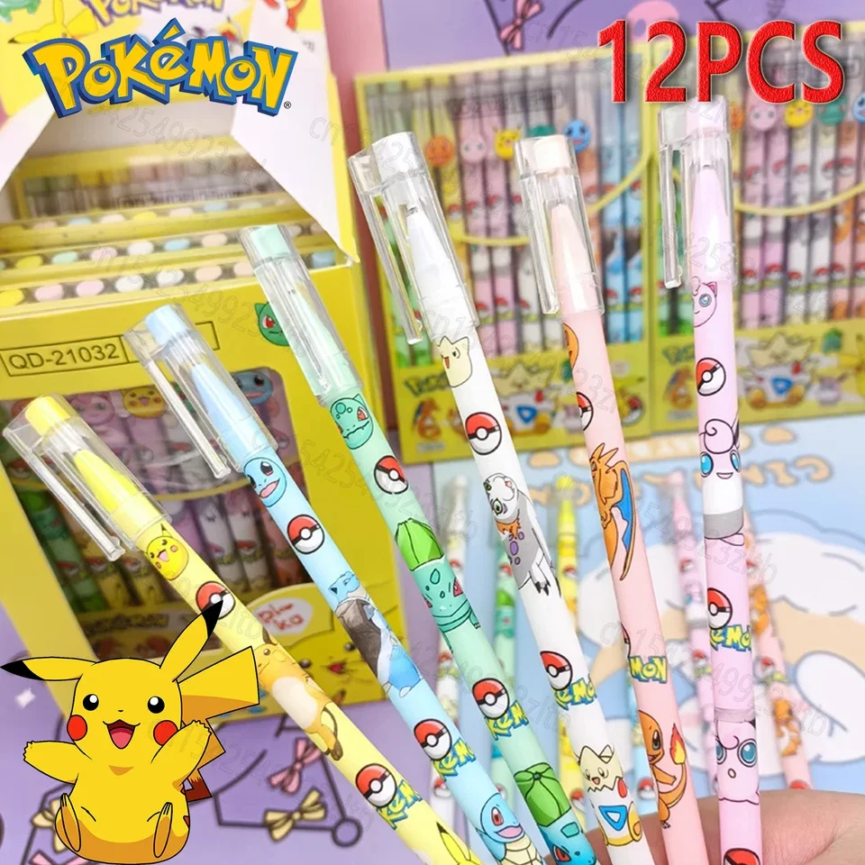 

12pcs Anime Pokemon Pikachu 0.5MM Erasable Gel Pen Student Stationery Products School Supplies Birthday Kids Gifts Wholesale
