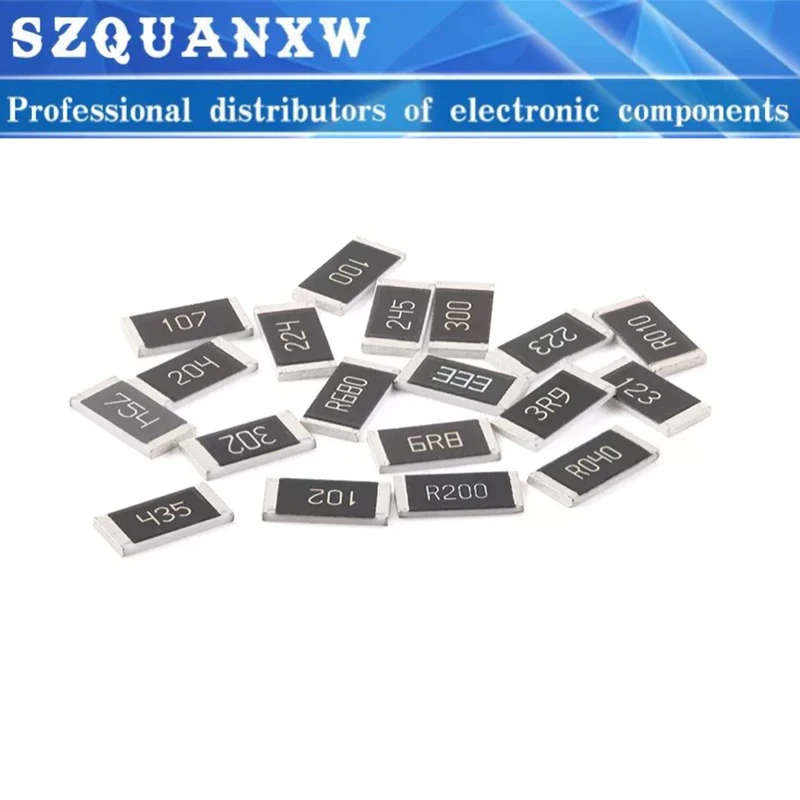 50pcs/lot 2512 smd Chip Resistor 5% 0R-1M R001 R010 R100 R020 1R 10R 100R 1K 10K 100K 1M ohm