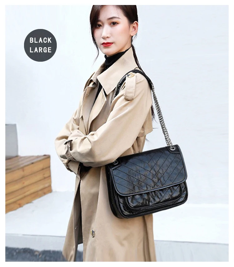 Luxuriöse Echtleder-Umhängetasche Hochwertige Luxusmarke Damen Einzel-Schultertasche Retro Plissierte Niki-Ketten-Hobo-Tasche – Detail 8