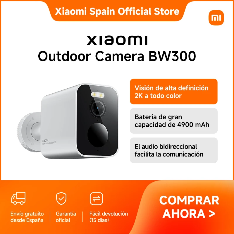 Oficial | Xiaomi Outdoor Camera BW300,Visión de alta definición 2K a todo color para una seguridad inteligente y fiable en cualquier condición meteorológica,Un rendimiento increíble para no volver a