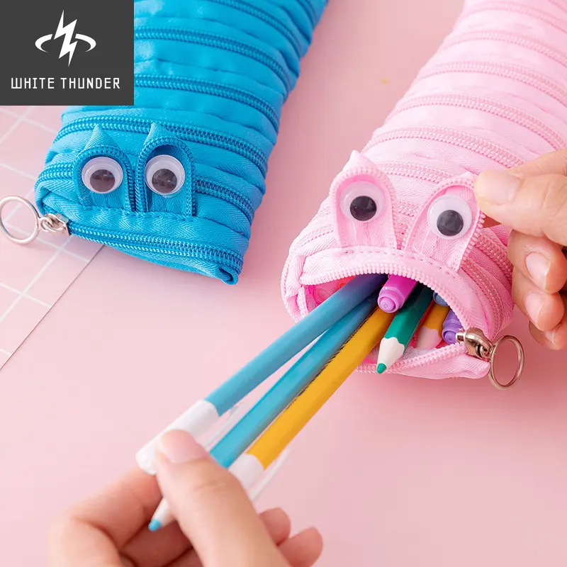 Creatieve Rups Rits Etui Leuke Dier Pen Case School Pencilcases Voor Kid Student Pen Zak Kawaii Opbergtas Gift