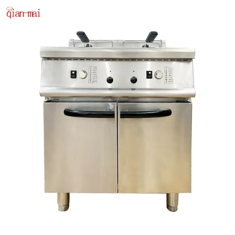 

2026Professional Kitchen Equipment Manufacturer Double Tank Fryers Stainless Steel Deep Fryer Machine With a Cabinet