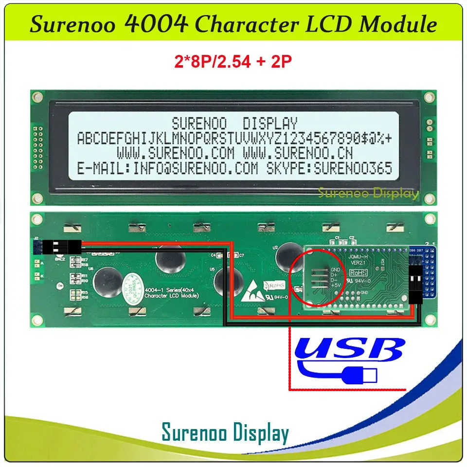 404 40x4 4004 caracteres módulo lcd painel de tela lcm aip31066 pcf8574t serial iic i2c usb2lcd lcd2usb lcd smartie aida64