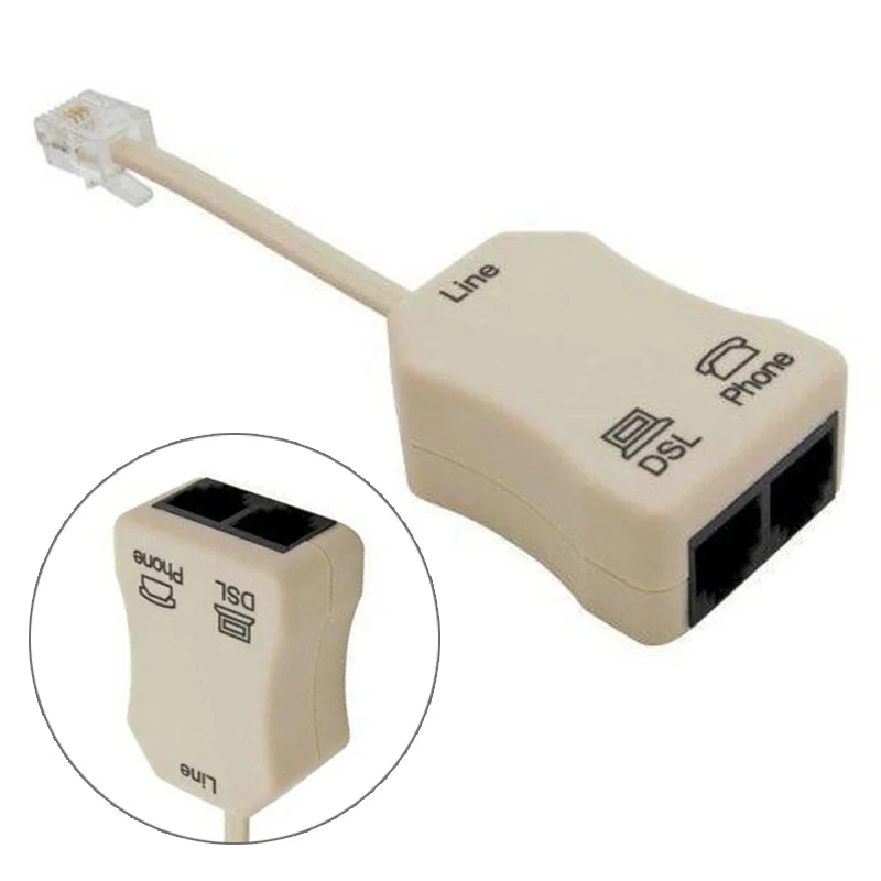 

Portable DSL Modem Telephone Phone Fax In-Line DSL Noise Filter With Splitter Filter 1PC High Quality