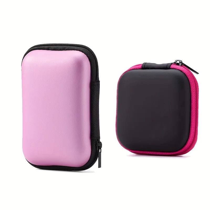 Square EVA Storage Case, Portable Hard Protective Box for Bluetooth Earphones, Earbuds, USB Cables & Small Coins Organizer