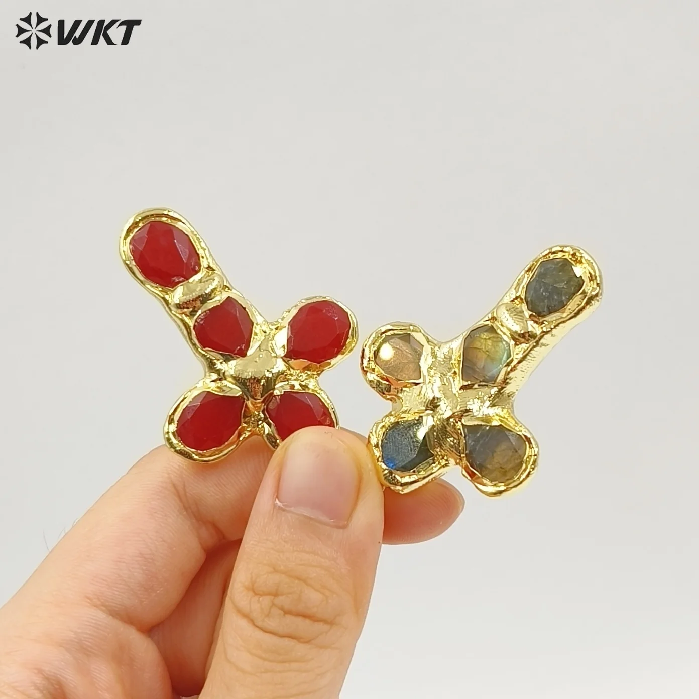 WT-P2045 5PCS Wonderful Exotic Shining Gemstone Pendant With 18K Real Gold Plated For Women Decoration