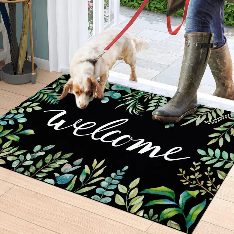 Floral Welcome Door Mats  Floral Front Doormats Home Entrance Non Slip Rug for Living Room Kitchen Door Mat