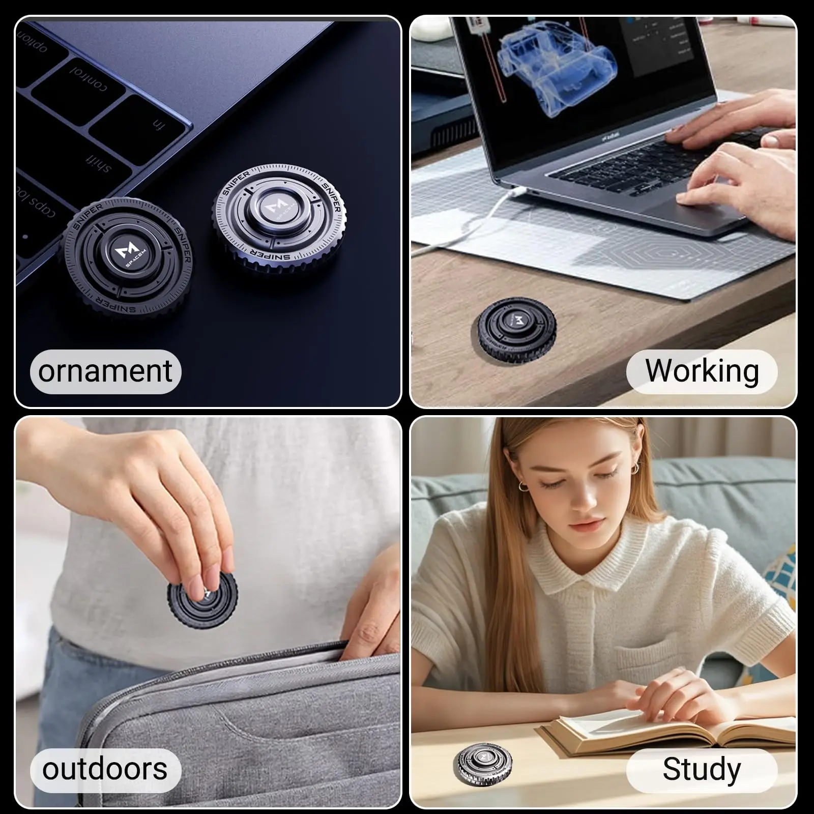 YIJOO Fidget Spinner en métal pour enfants et adultes, haute vitesse et silencieux coloré brillant, Cool Fidget Spinner, Anti-anxiété