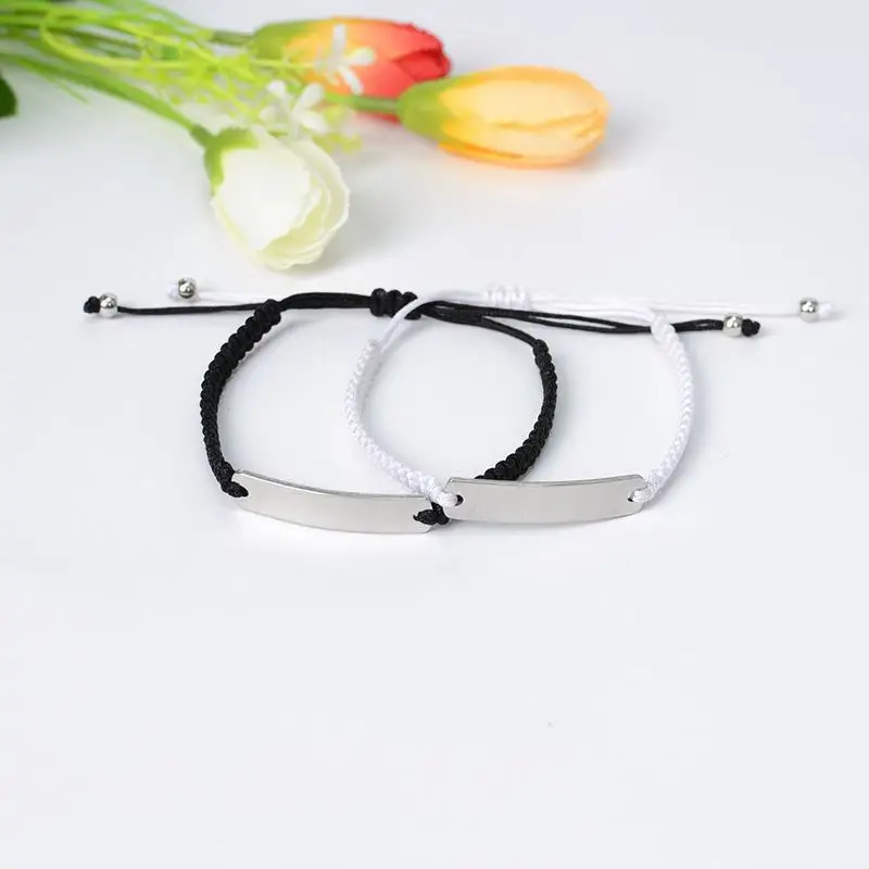 

10 Pieces Woven Stainless Steel DIY Engraved Fashion Curved Brand Bracelet for Children Anti slip Hands off Ring Fashion Jewelry