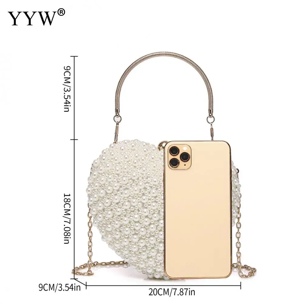 Luxury Crystal Evening Clutch Bag Lady Elegant Wedding Purse New Women Heart-Shaped Beaded Handbags Party Dinner Crossbody Bag