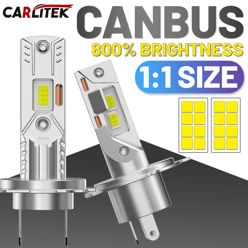 

Carlitek H4 LED Headlight For Motorcycle H7 LED Lights 7535 CSP Car Lamp Turbo Fan 6000K Mini Diode Hi/Lo Beam 1:1 Size Moto 12V