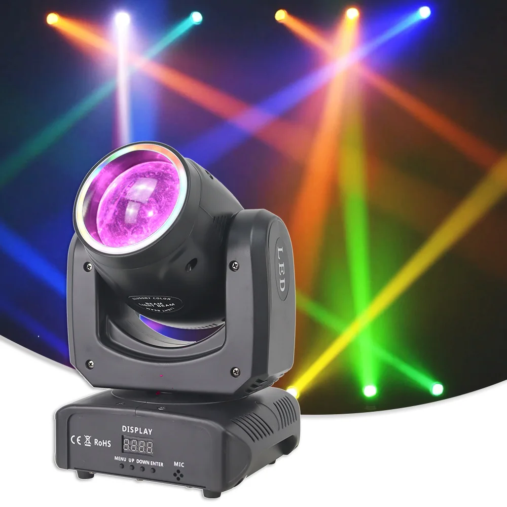 

LED 120W Beam Spot 18 Prism With Light Ring Strip RGB Brightness Moving Head Stage Lighting Party Wedding Dj Disco Effect Gobo