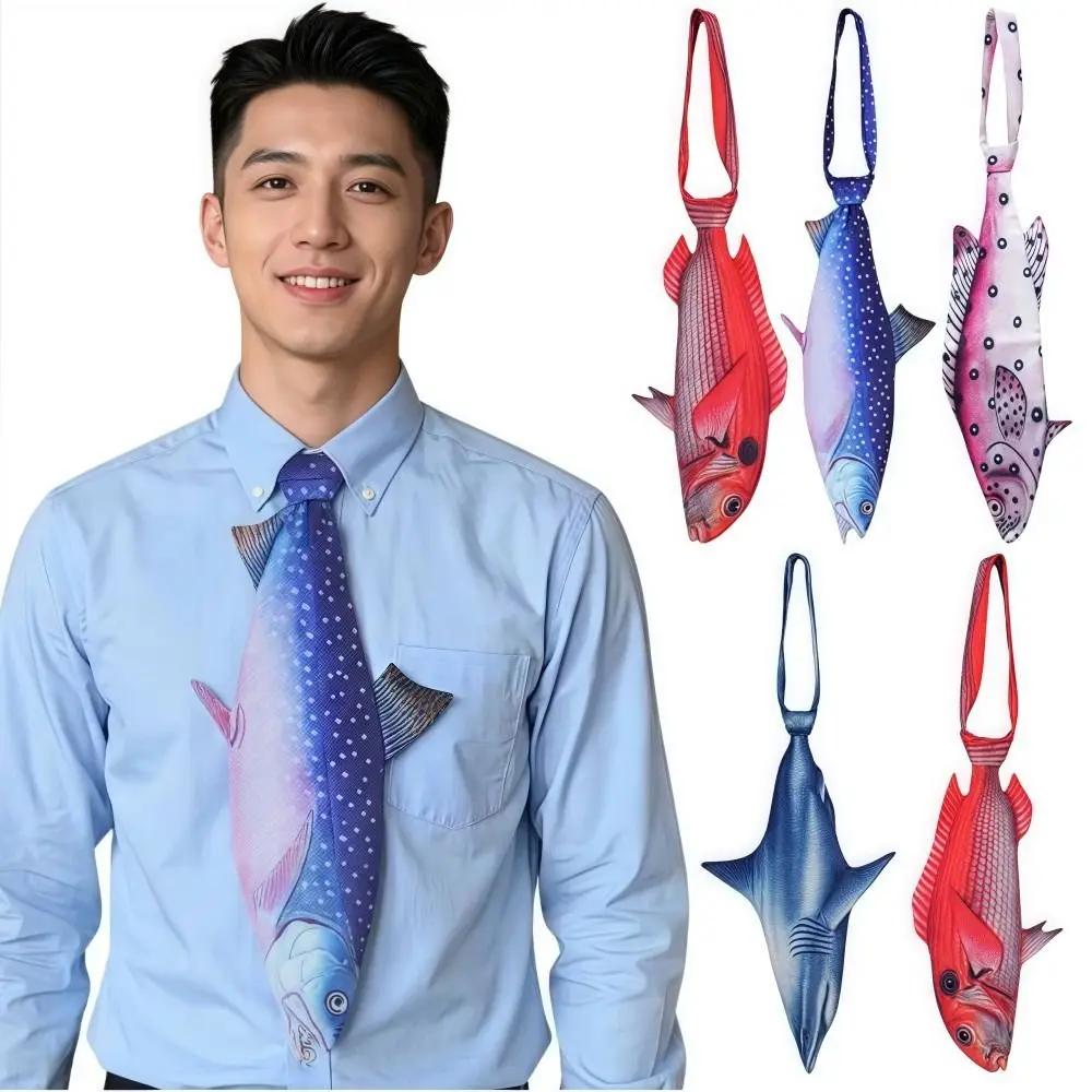Dasi Pria Bentuk Ikan 3D Motif Hewan Dasi Kucing Seperti Asli Bahan Satin Dasi Kreatif Unik Untuk Pesta Pernikahan