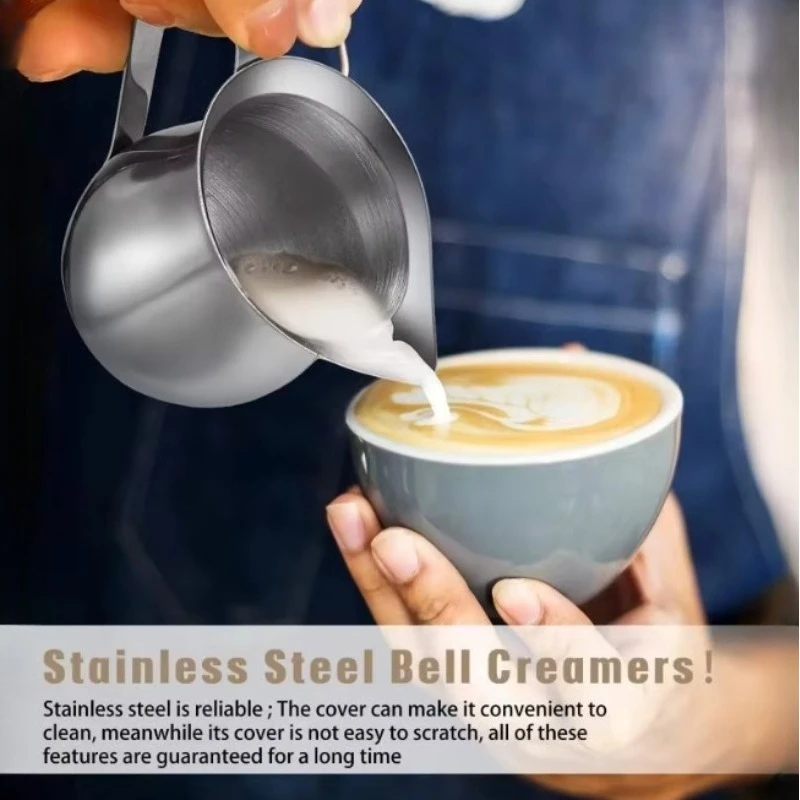 New Coffee Milk Frothing Pitcher Cup Stainless Steel Espresso Creamer Pitchers Ounce Measuring Cup with Pouring Spout Coffeeware