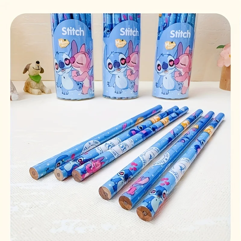 30PCS/SET Disney Stitch Pencils HB Lead 1.0mm for Writing and Drawing Perfect Cartoon Character Designs, Neutral Wood Pencils