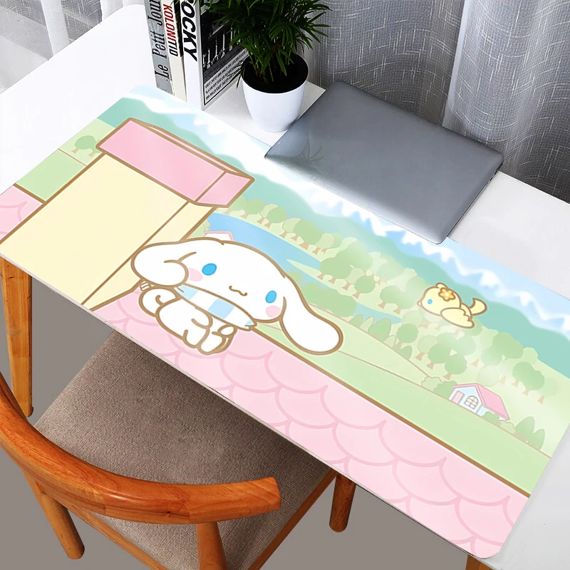 Tapis de souris Cinnamoroll durable, grand format XXL pour gamer, tapis de bureau pour clavier et souris, tapis en caoutchouc pour jeux, tapis de souris pour ordinateur portable