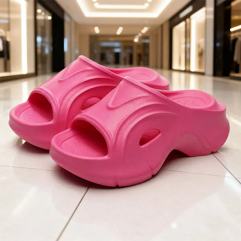 

Женские летние шлепанцы на массивной платформе, удобные сандалии на танкетке, однотонные нескользящие шлепанцы с толстой подошвой из ЭВА