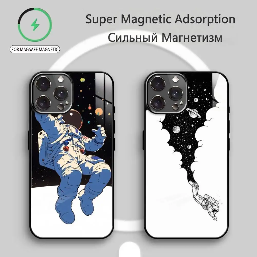 

A-Astronaut in Space Phone Case For iPhone17,16,15,14,13,12,11 Plus,Pro Max Magnetic For Magsafe Wireless Charging