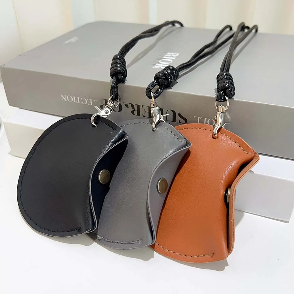 Hanging Neck Pouch Durable Headphone Storage Bag for Outdoor Hunting Biking Small Leather Bag Handy Small Object Storage Bbag