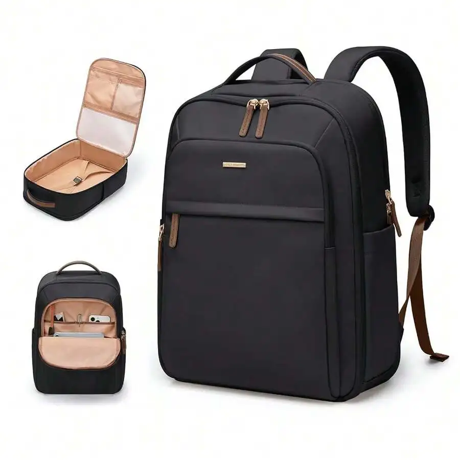 22L Black Travel Backpack for Adults with Laptop Compartment