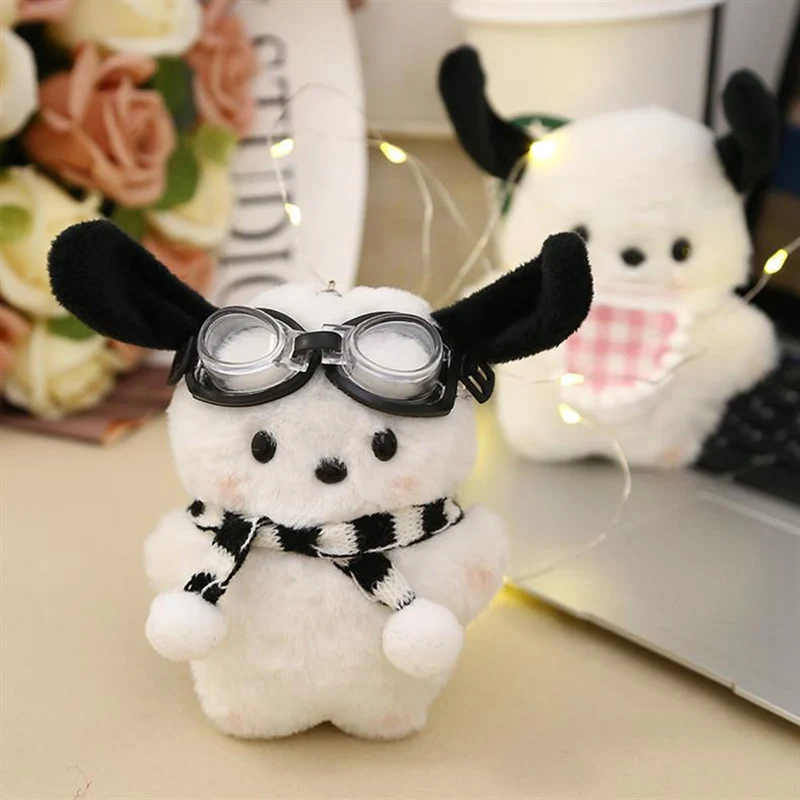 Peluche cane bambola ornamento appeso portachiavi zaino portachiavi auto decorazione carino croce medicazione Kawaii peluche pendenti regalo