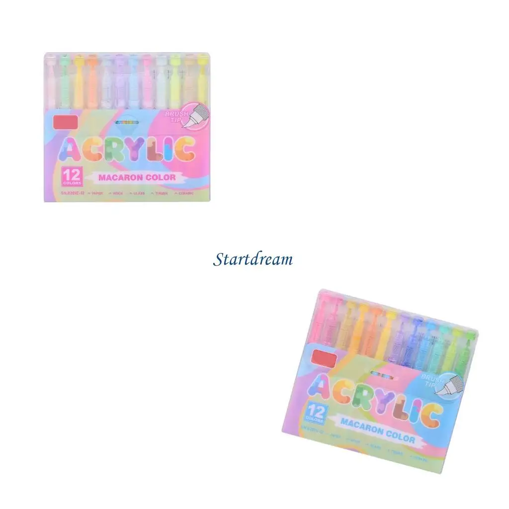 12 Color Liquid Acrylic Paint Marker Acrylic Paint Pen for Journaling Drawing K92C
