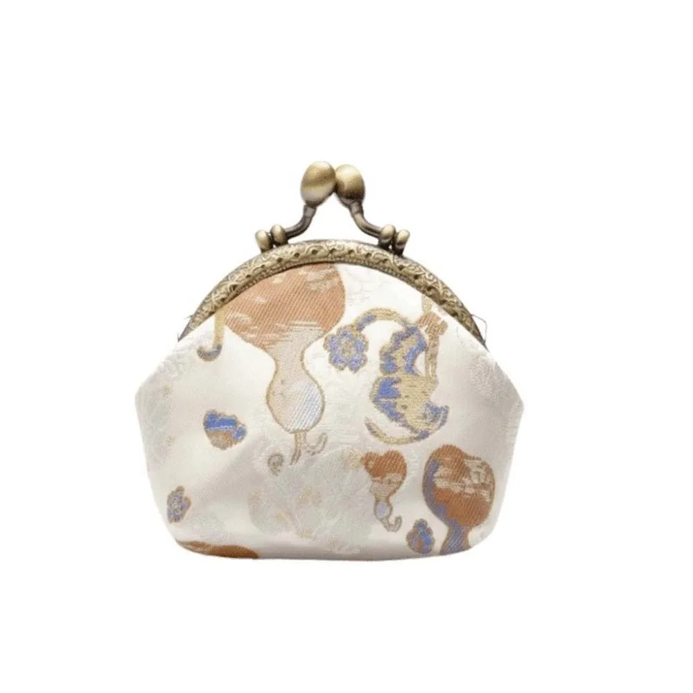 Anti-lost Kiss Lock Coin Purse Polyester Portable Brocade Mini Pouch Thickened Chinese Style Embroidered Small Pocket Ring