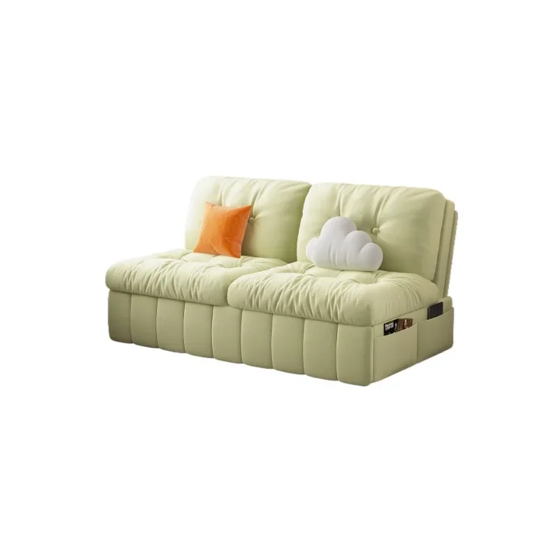 French sofa bed cream wind combed bed, multi-functional push-pull folding dual-purpose small apartment without armrests