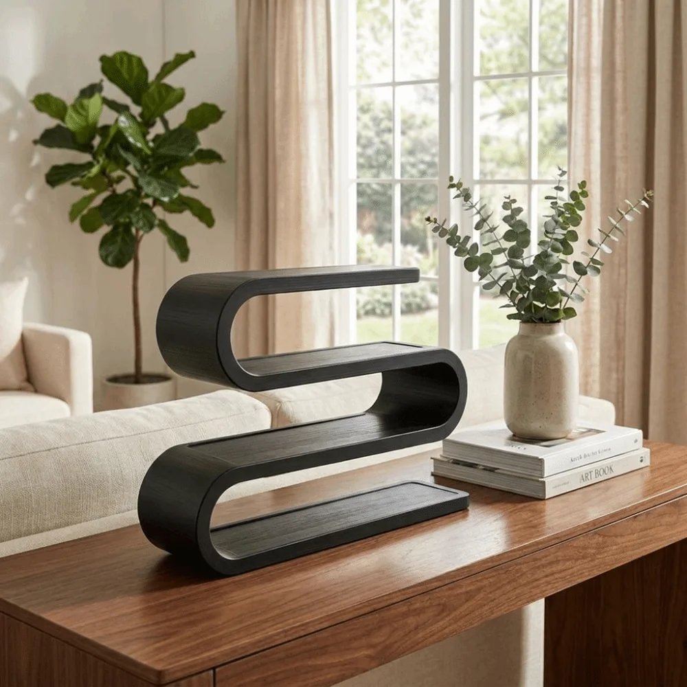 3D Printed Remote Control Holder Multi-slot Multi-layer S Shape Desk Storage Rack Sleek Curved Design Utility Rack Living Room