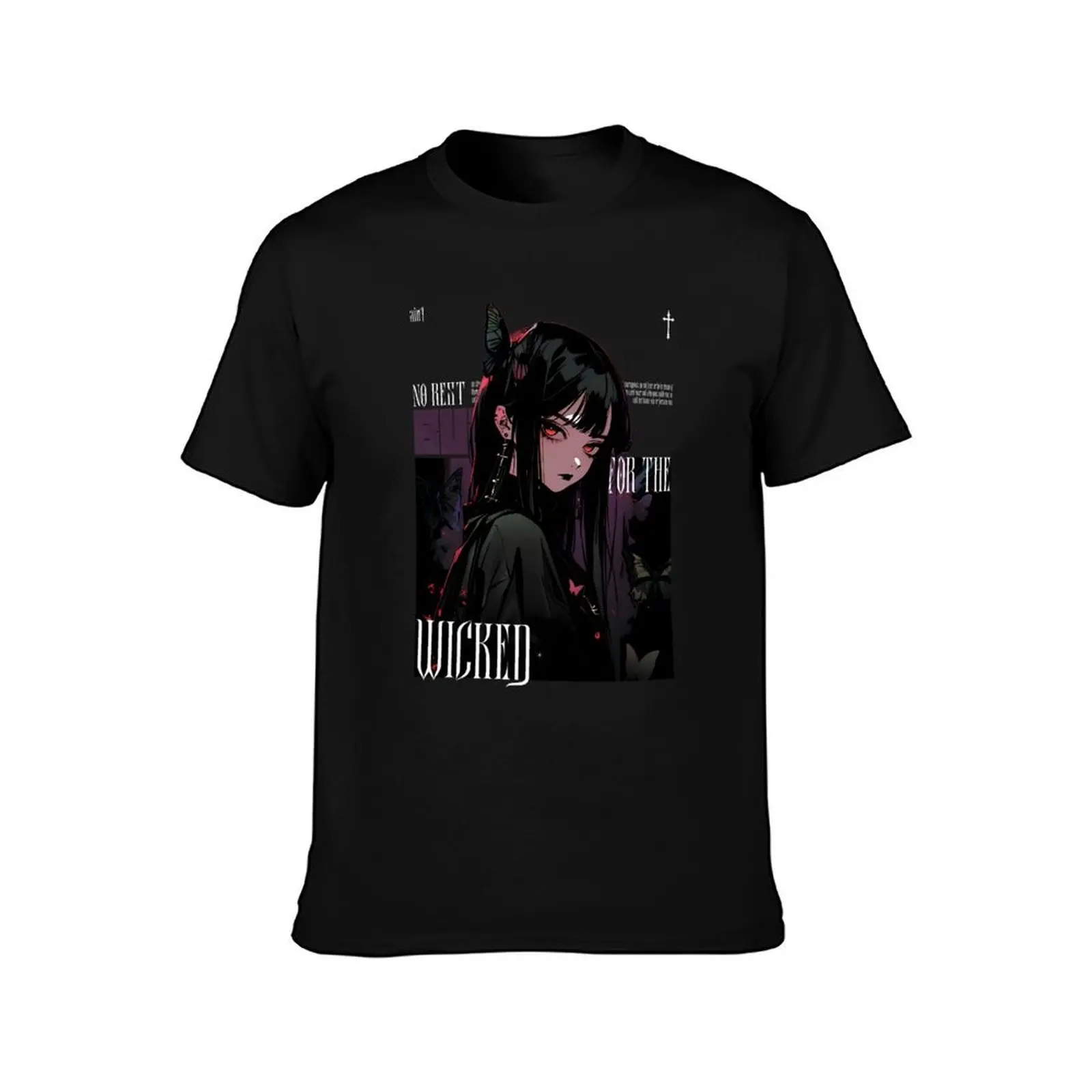 No Rest For The Wicked Anime Halloween Goth T-Shirt, Summer Casual Cotton Tee, Oversized Streetwear Tops, Vintage Graphic Print