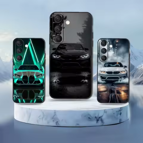 Black White for B-BMW Phone Case For Samsung Galaxy S25,S24,S21,S22,S23,S30,Ultra,S20,Plus,Fe,Lite,Note,10,9,5G Black Cover