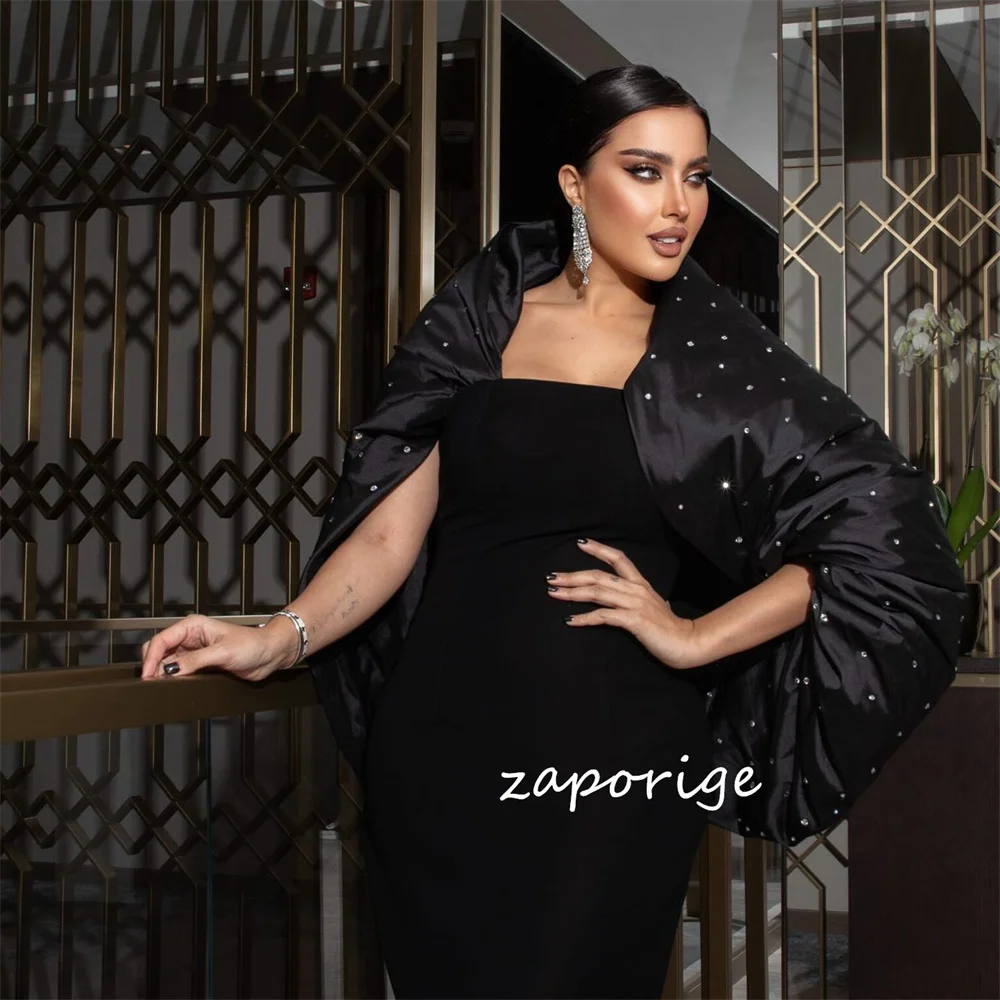 Customized Simple Velour Pleat Sequined Straight Square Neck Long Dresses Bespoke Occasion Pastrol Exquisite Pastrol