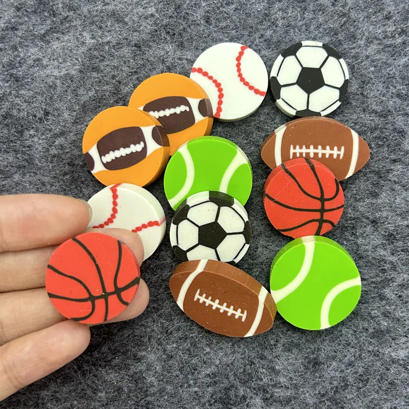 35Pcs Students Stationary Novelty Pencil Rubber Eraser For Children Kids Cartoon Football Basketball Mini Eraser School Erasers