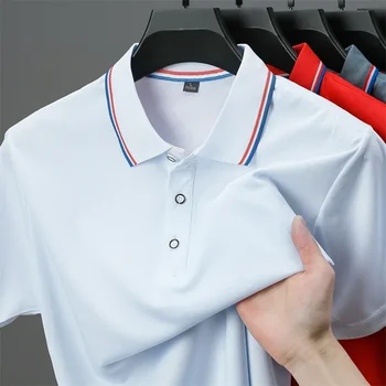 2026 New Men's Casual Solid Color Short Sleeved Polo Shirt Summer Fashionable and Comfortable Versatile Top 5