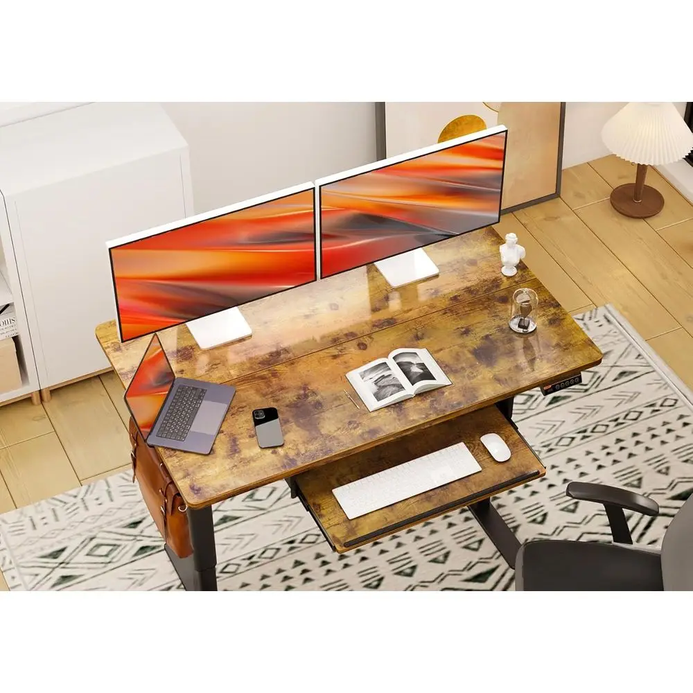 Standing Desk with Keyboard Tray, Standing Desk Adjustable Height, Raising Desks for Home Office and Computer Workstation, 48 In