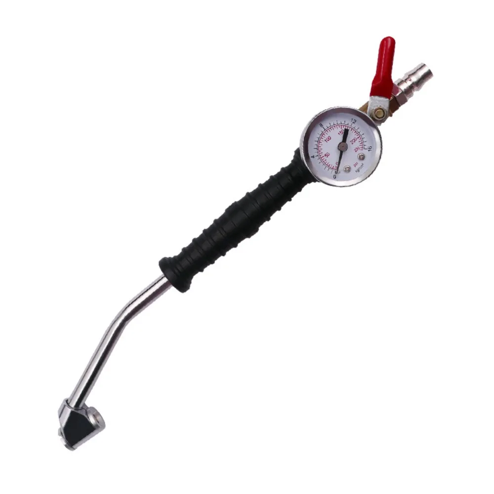 

Hook Type Tire Inflatable Pole with Pressure Gauge Quick Inflation Air Inflator Nozzle Heavy Duty Extended Rod Tire Chuck