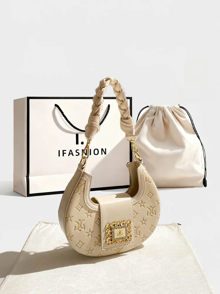 british-style-moon-tooth-embossed-knitted-underarm-bag-women's-shoulder-bag-soft-leather-zipper-closure-daily-use-handbag