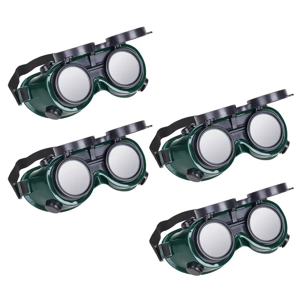 4Pcs Welding Protective Glasses Flip-Up Style Heavy-Duty Plastic Eye Protection for Welders Comfort Fit Adjustable Holes