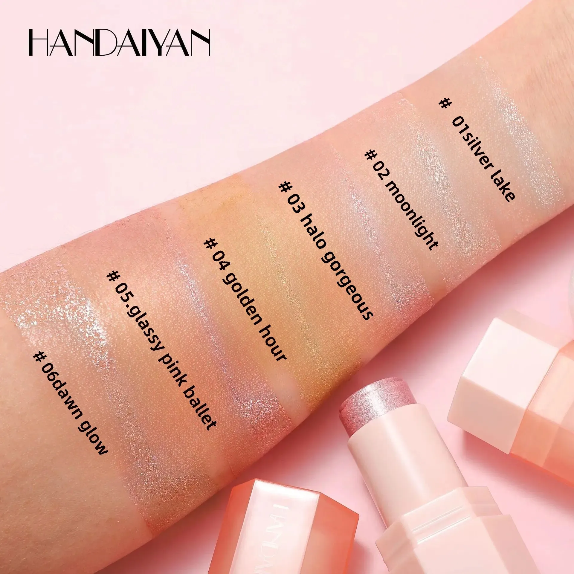 HANDAIYAN Long Lasting Shimmer Highlighter Stick Jelly Highlights Multi Purpose Face Body Sparkling Silky Smooth Highlighter