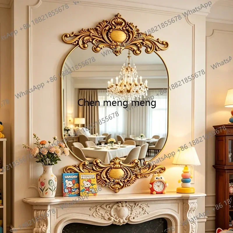 N138  French light luxury, retro entrance fireplace decorative mirror wall-mounted European style, American makeup mirror