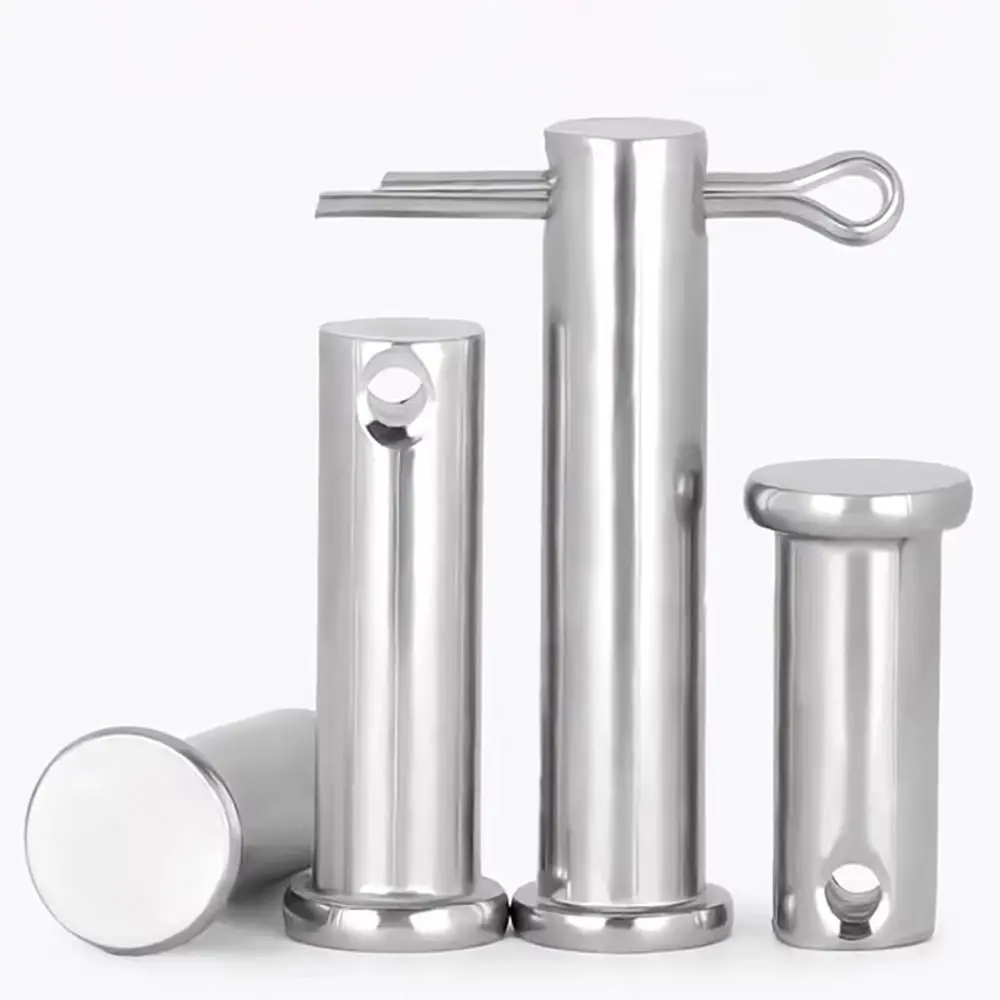 5Pcs/Set New M8 Pin Shaft Cotter Cylindrical Flat Head Positioning Pin with Hole 304 Stainless Steel Plug Pin Set